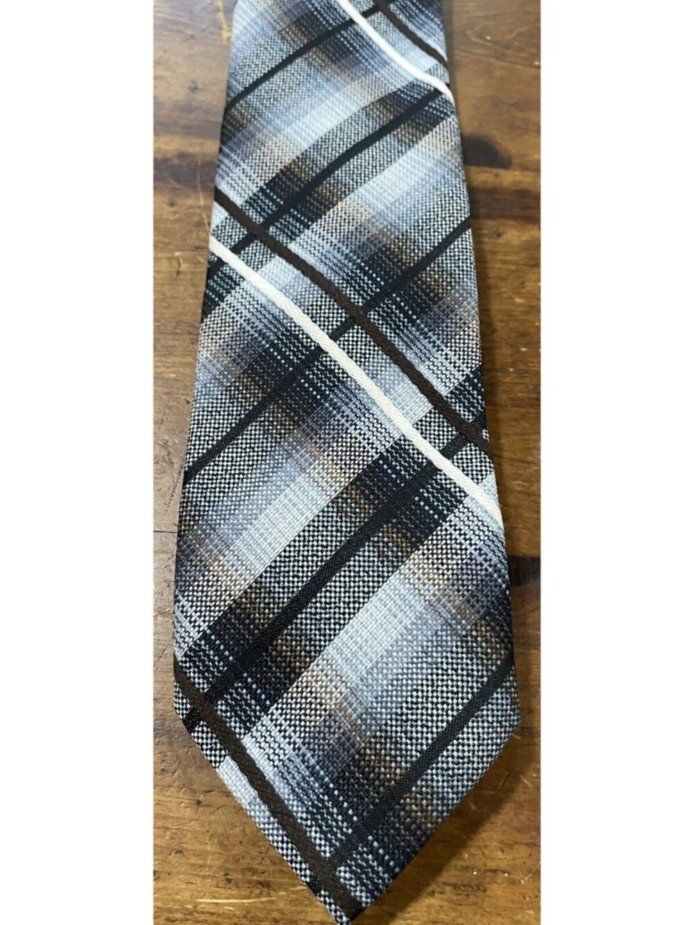 Christian Pelini Men's Tie Black White Plaid Polyester 2.75" x 54"